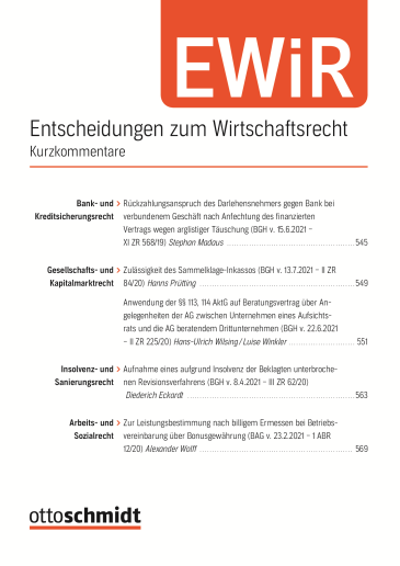  Entscheidungen zum Wirtschaftsrecht (EWiR)